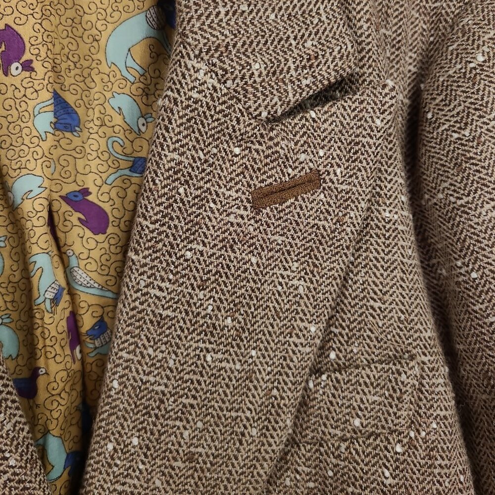 Anthropologie Ett Twa Brown & Ivory Tweed Jacket Size 0 - Picture 3 of 10